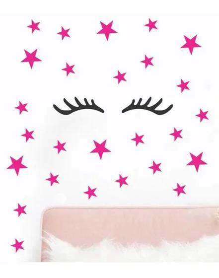 Imagem de Adesivo Decorativo Cílios Sleep E Kit Estrelas Dois Tamanhos