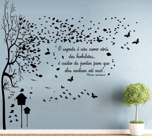 Imagem de Adesivo Decorativo de Parede com Árvore grande com frase Sala Quarto Cozinha