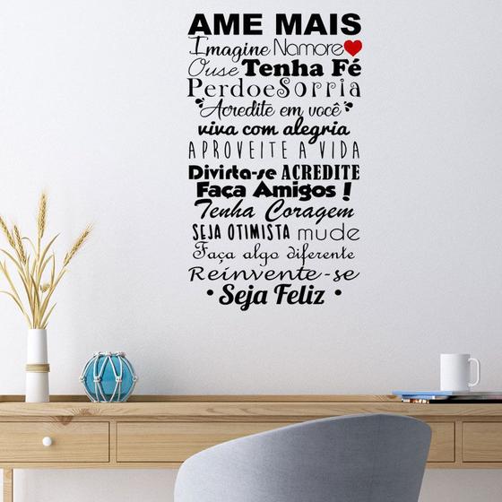 Imagem de Adesivo Decorativo De Parede Frase Ame Mais Coração Amigos