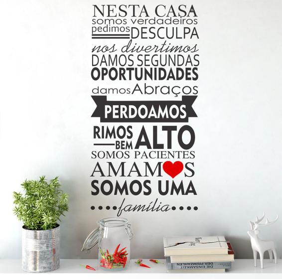 Imagem de Adesivo Decorativo De Parede Frase Casa Coração Familia