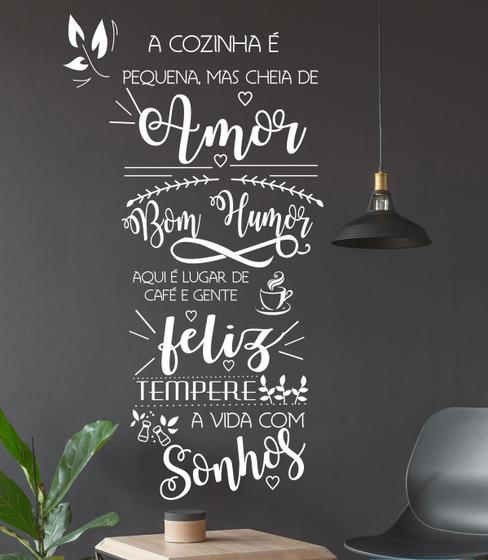 Imagem de Adesivo Decorativo de Parede Frase Cozinha é Amor Feliz Humor