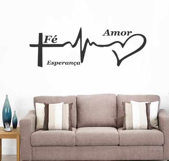 Imagem de Adesivo Decorativo De Parede Frase Fé, Amor E Esperança