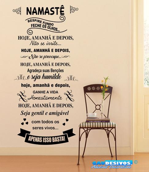 Adesivo Decorativo de Parede Frase saudação Namastê para sala Menor preço em Adesivo Decorativo de Parede Frase saudação Namastê para sala