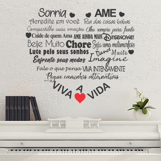 Imagem de Adesivo Decorativo De Parede Frase Sorria Viva Ame A Vida