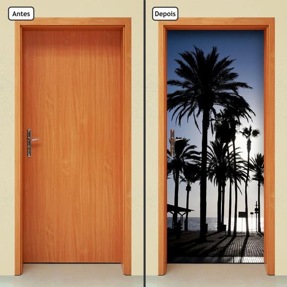 Imagem de Adesivo Decorativo de Porta - Coqueiros - Praia - 002cnpt