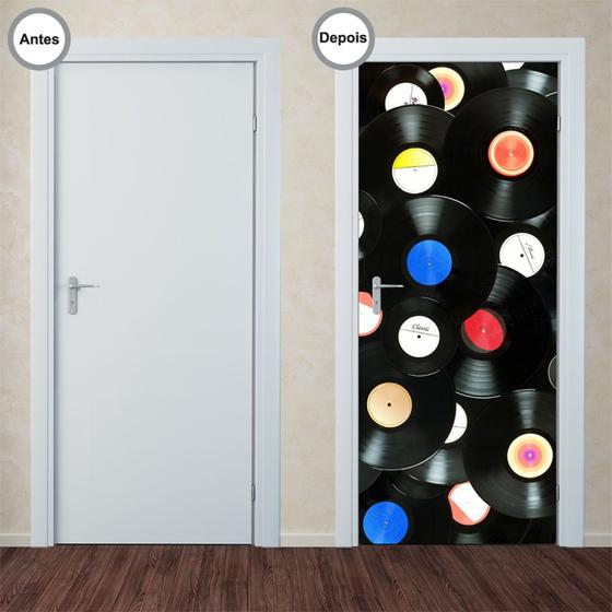 Imagem de Adesivo Decorativo de Porta - Discos - 085pt