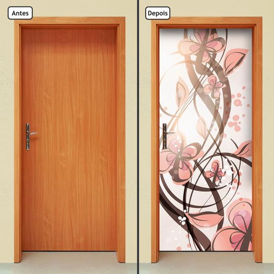 Menor preço em Adesivo Decorativo de Porta - Floral - 891cnpt