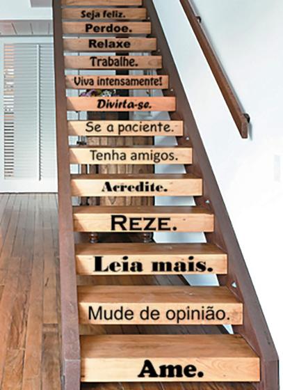 Imagem de Adesivo Decorativo Ideal Para Para Escada Frase Seja Feliz