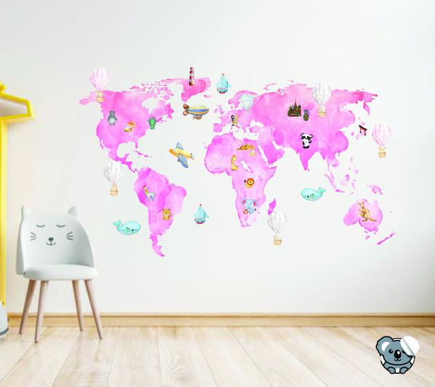 Imagem de Adesivo Decorativo Infantil Mapa Mundi Atlas