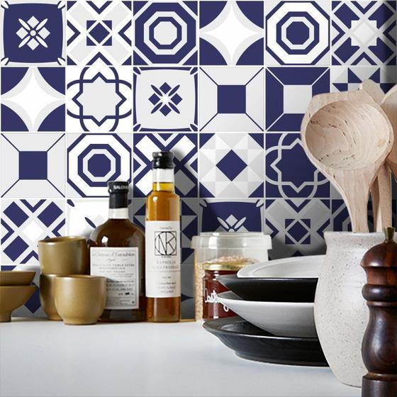 Adesivo Destacável Azulejo para Cozinha Bragança Azul Marinho Menor preço em Adesivo Destacável Azulejo para Cozinha Bragança Azul Marinho