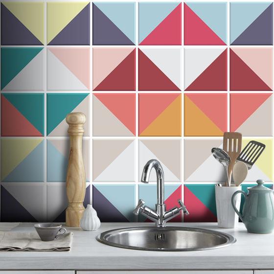 Adesivo Destacável Azulejo para Cozinha Triângulo Color Menor preço em Adesivo Destacável Azulejo para Cozinha Triângulo Color