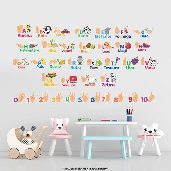 Imagem de Adesivo Educacional Infantil Alfabeto Libras