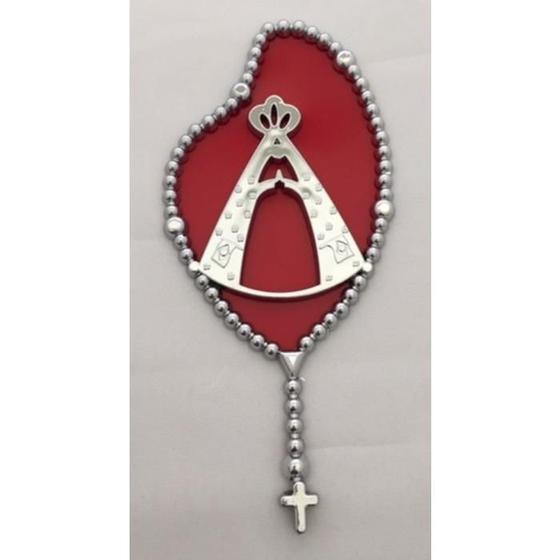 Imagem de Adesivo Emblema Terço Com Nossa Senhora Aparecida Cromado