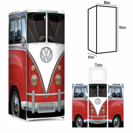 Adesivo Envelopamento De Geladeira KB042 KombI VERMELHA M162 Menor preço em Adesivo Envelopamento De Geladeira KB042 KombI VERMELHA M162