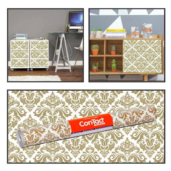 Imagem de Adesivo Envelopamento Decoração Contact Brand Geladeira Móveis Porta Azulejo Arabesco Bronze 45cmx10m