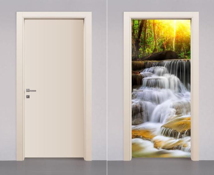 Imagem de Adesivo Envelopamento Decorativo de Porta Cachoeira Pedras