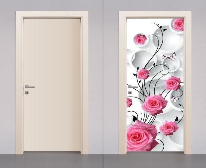 Imagem de Adesivo Envelopamento Decorativo De Porta Rosas Flores