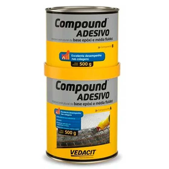 Imagem de Adesivo Epoxi Estrutural Media Fluidez Compound 1kg Vedacit