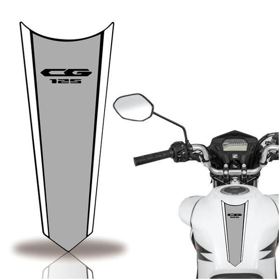 Imagem de Adesivo Faixa Gravata Tanque Moto Cg 125/150/160  Titan Fan Start Cinza Branco