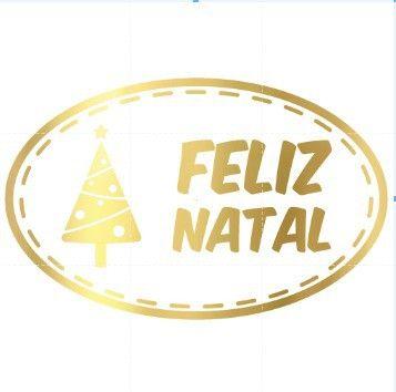 Imagem de Adesivo "Feliz Natal Oval" - Ref.2053 - Hot Stamping - 100 unidades - Stickr - Rizzo