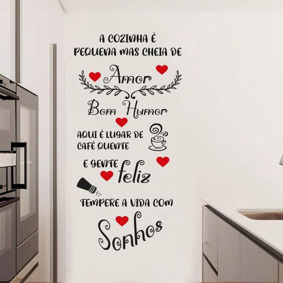 Imagem de Adesivo Frase para Cozinha A cozinha é pequena mas cheia de amor adesivo parede, decoração.