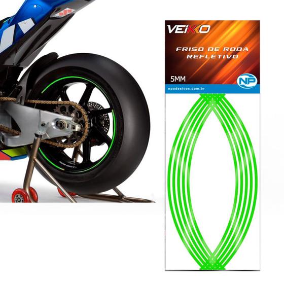 Adesivo Friso Fita Refletivo Roda Para Moto 5MM Verde Menor preço em Adesivo Friso Fita Refletivo Roda Para Moto 5MM Verde