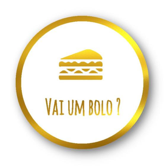 Imagem de Adesivo Hot Stamping - "Vai um Bolo Aí" - Ref. 2103 - Dourado - 50 unidades -  - Rizzo