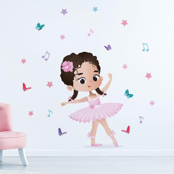 Imagem de Adesivo Infantil Bailarina Cabelo Castanho 