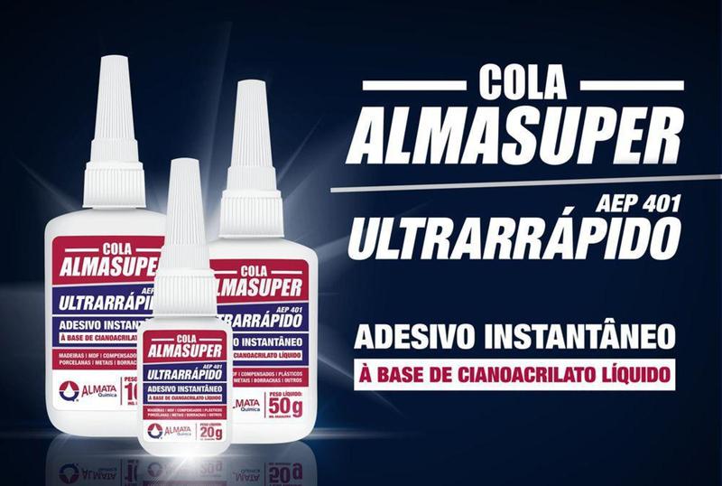 Imagem de Adesivo instantaneo 100grs cola instantanea almasuper