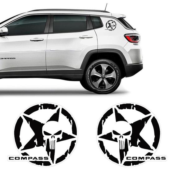 Imagem de Adesivo Jeep Compass Caveira O Justiceiro Estrela Preto