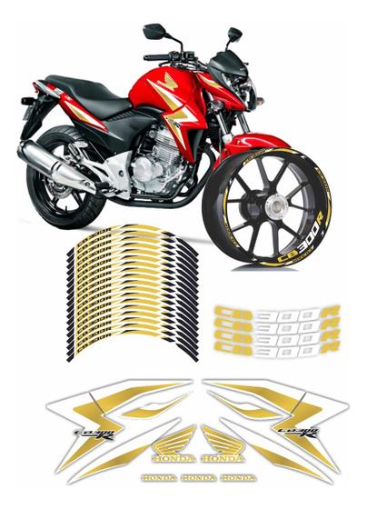 Imagem de Adesivo Kit Carenagem Honda Cb 300r Branco E Dourado Wb363