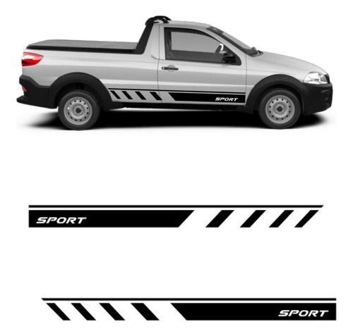 Imagem de Adesivo Kit Com 2 Faixas Lateral Compatível Com Fiat Strada