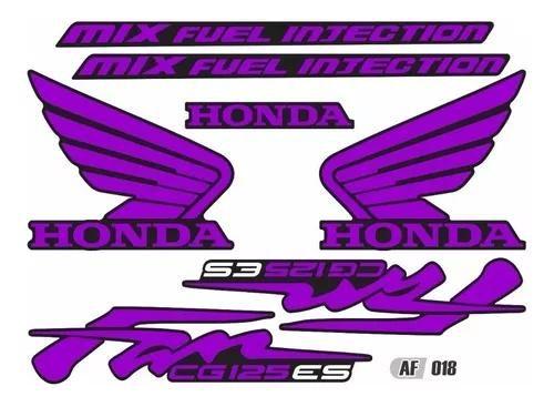 Imagem de Adesivo Kit Faixa Lateral Moto Honda Cg Fan 125 Es Roxo