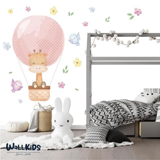 Imagem de Adesivo Kit Infantil menina girafa balão flores