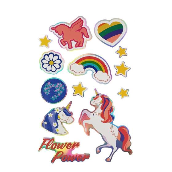 Imagem de Adesivo Magical Flower Unicornio Cartela 13 Lindos Adesivos