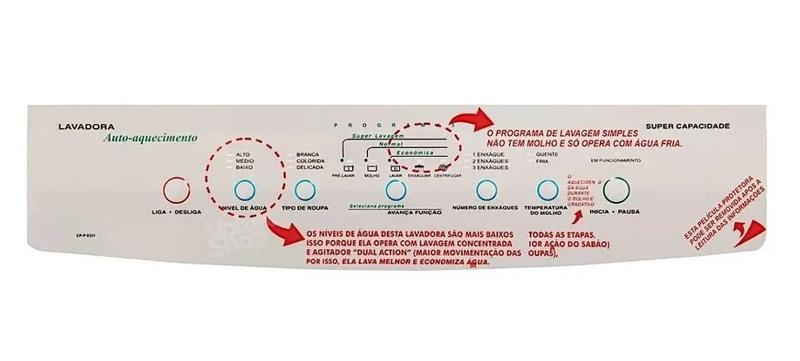 Imagem de Adesivo Membrana Do Painel Lavadora Brastemp Bwq24A 7Kg