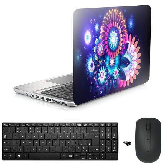 Imagem de Adesivo Notebook 15" Flores 2/Tecl/Mouse Preto