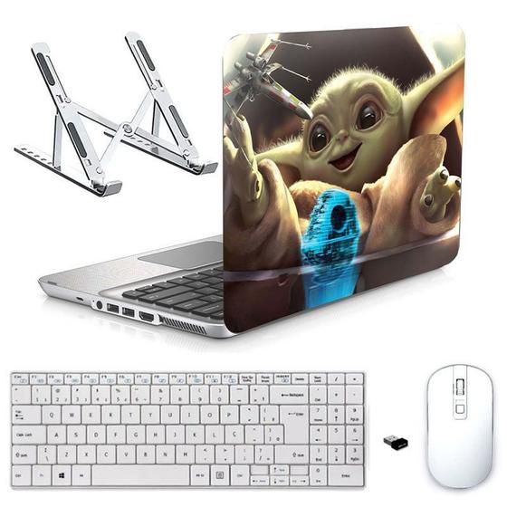 Imagem de Adesivo Notebook 15" Wide Baby Yoda/Sup/Tecl/Mou Branco