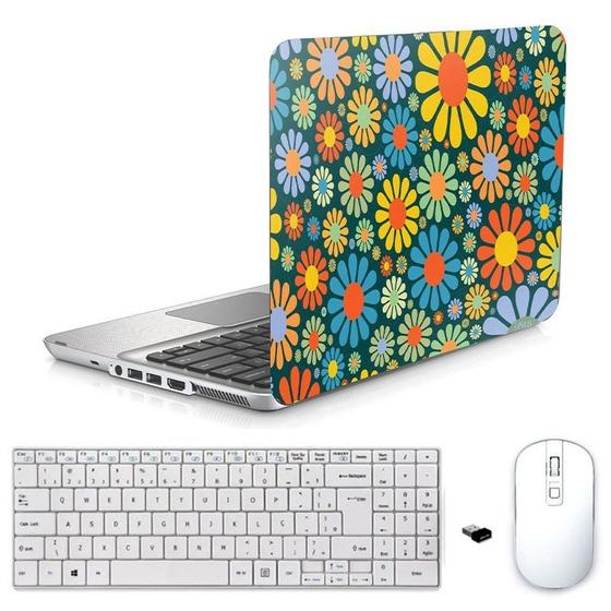 Imagem de Adesivo Notebook 17" Flores D1 Teclado Mouse Branco