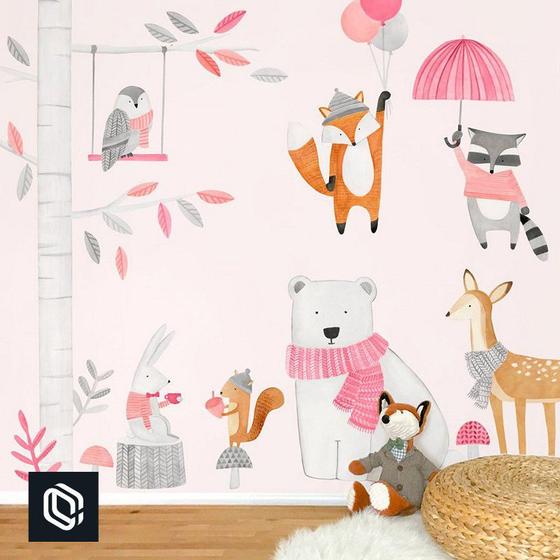 Adesivo Papel De Parede Quarto Infantil Floresta Menina Menor preço em Adesivo Papel De Parede Quarto Infantil Floresta Menina