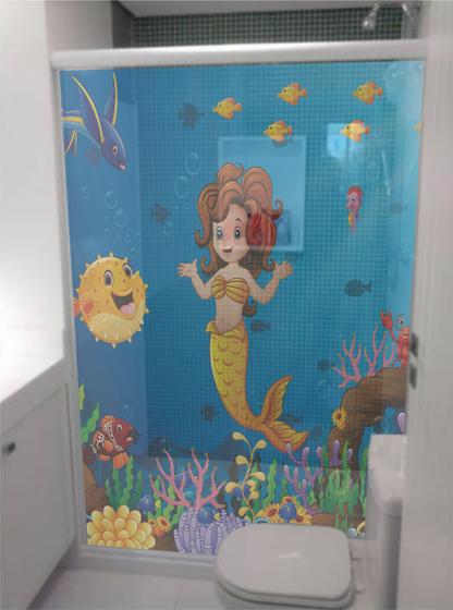 Imagem de Adesivo Para Box de Banheiro Sereia no Fundo do Mar