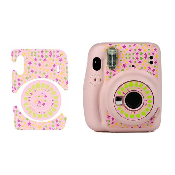 Imagem de Adesivo para Câmera Instax Mini 11 Estrelas Fundo Rosa