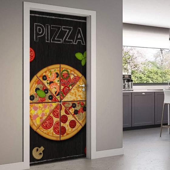 Imagem de Adesivo Para Porta Cozinha Pizza Em Fatias-63X210Cm