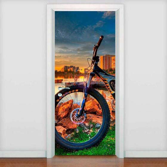 Imagem de Adesivo Para Porta Paisagem Com Bicicleta-93X210Cm