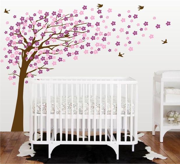 Adesivo Parede Decorativo Árvore Grande Florida Rosa e Lilás Menor preço em Adesivo Parede Decorativo Árvore Grande Florida Rosa e Lilás