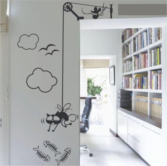 Adesivo Parede Sala Quarto Criativo Decorativo Gato Rato Menor preço em Adesivo Parede Sala Quarto Criativo Decorativo Gato Rato