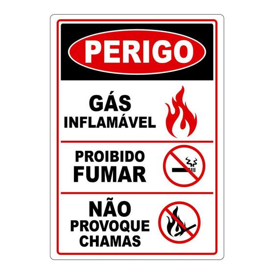 Imagem de Adesivo Perigo Gás Inflamável Proibido Fumar Não Provoque Chamas