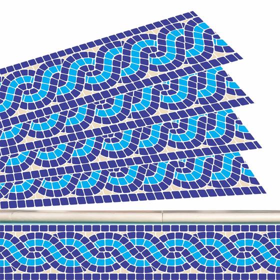 Imagem de Adesivo Piscina Borda Ladrilho Mosaico Entrelaçado Azul 20cm