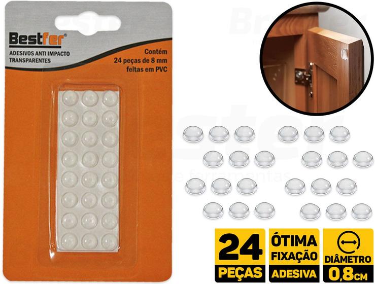 Imagem de Adesivo Protect Anti Impacto Móveis Maçaneta Porta 24pçs 8mm Bestfer BFH1338