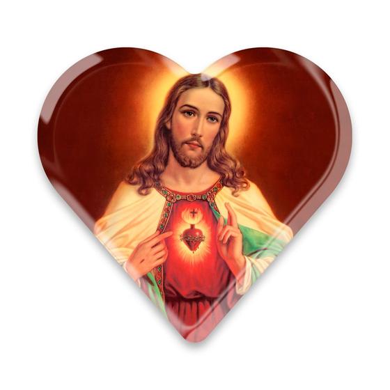 Imagem de Adesivo Sagrado Coração de Jesus Coração Resinado Carro/Moto/ Notebook
